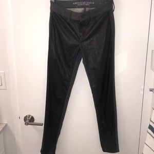 American Eagle Black Leather Jeggings